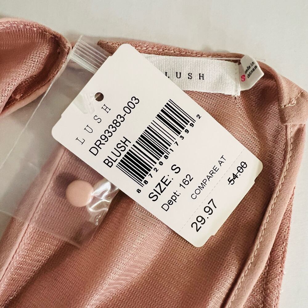Lush Lattice Detail Sleeveless Dress Size S Small NWT Blush - Picture 4 of 7